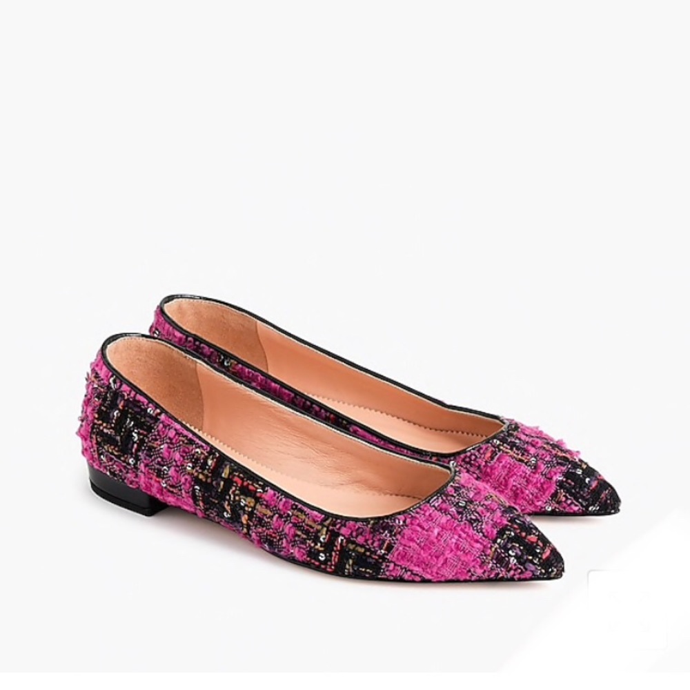 ⭐️ J. Crew Pointed-toe flats in tweed - Picture 1 of 7